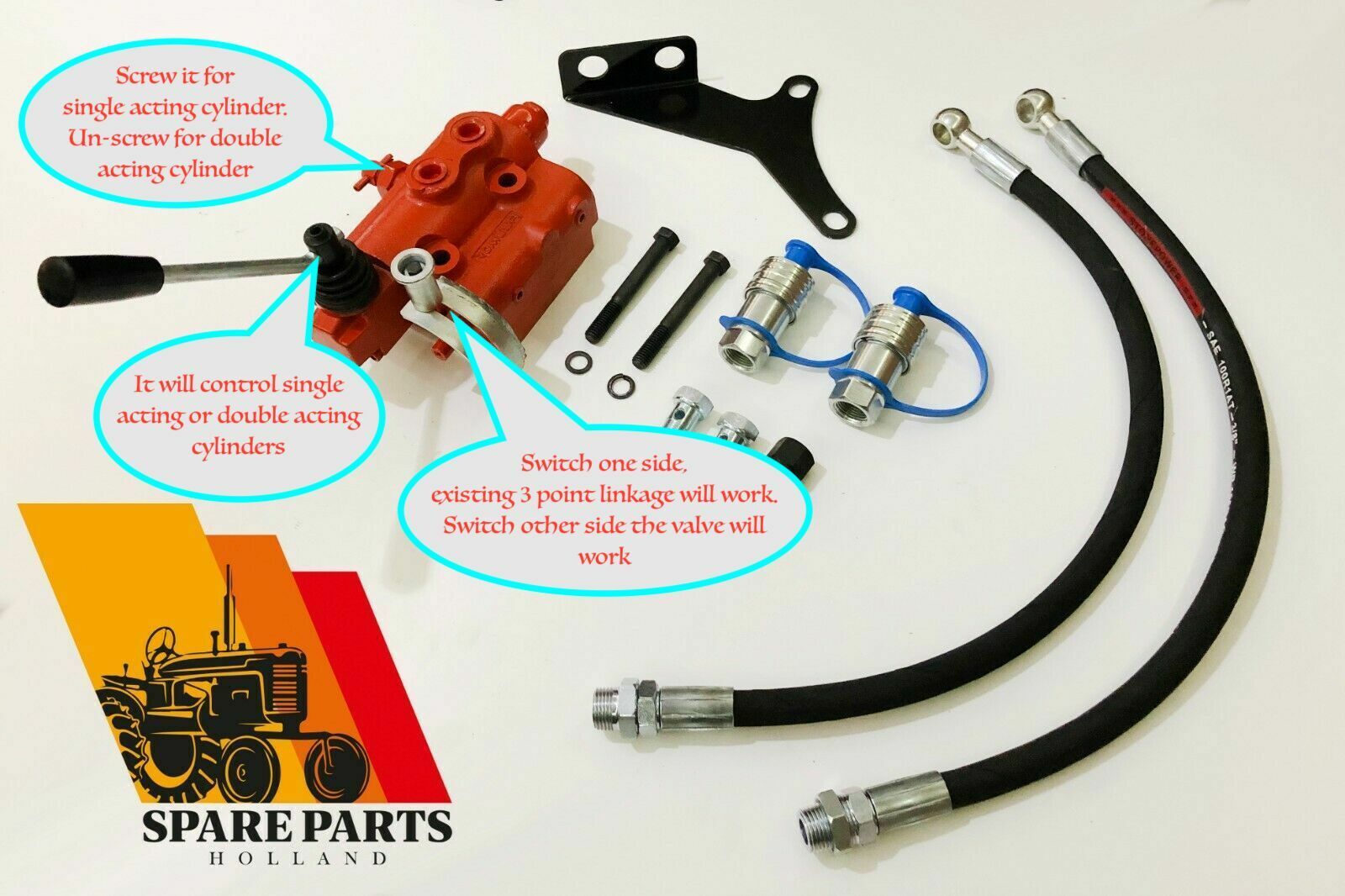 Hydraulik-Steuergerät für Massey Ferguson 35 135 165 185 285 – 1-fach 2-Wege