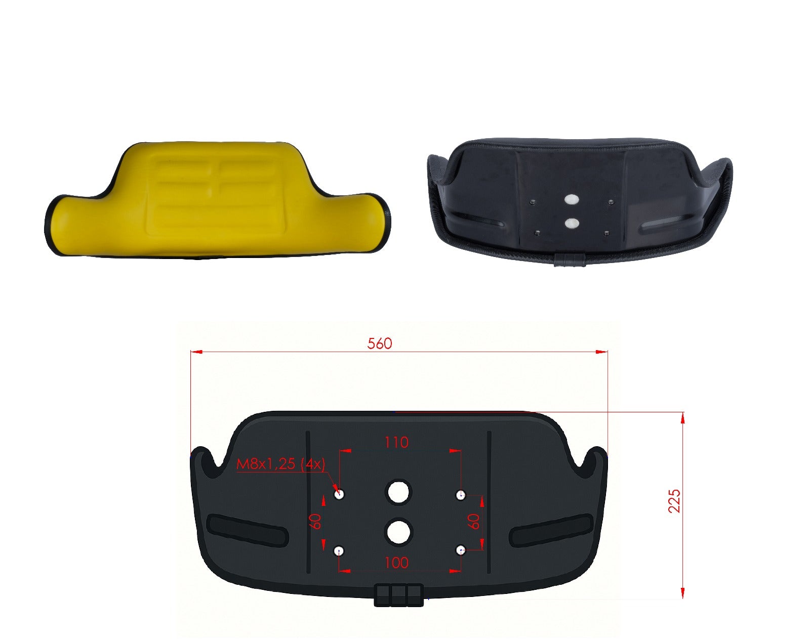 Rückenlehnenkissen für Traktorsitz mit Armlehne – 4 Farben