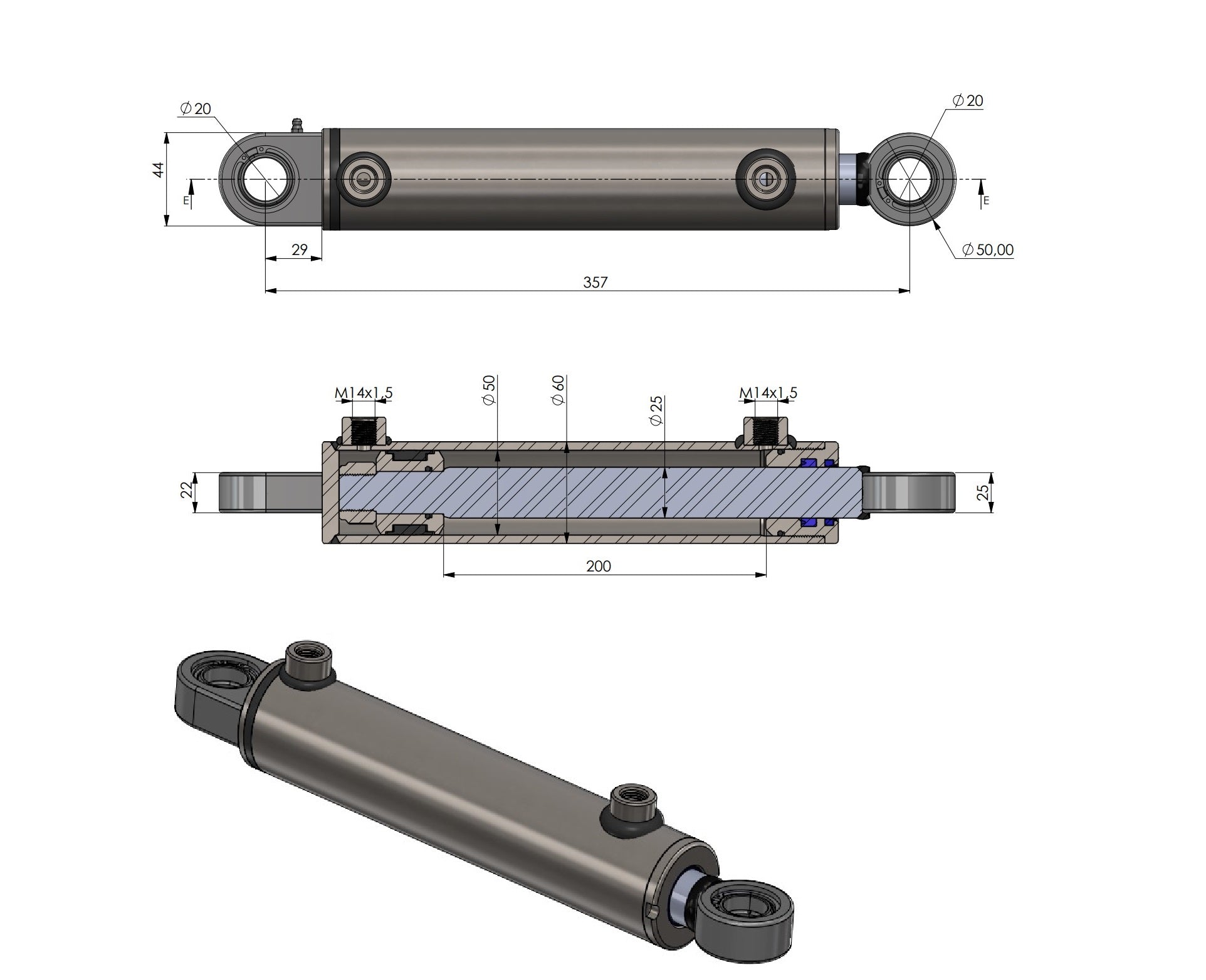 Servolenkungszylinder kompatibel für Fiat New Holland Traktoren 5142046
