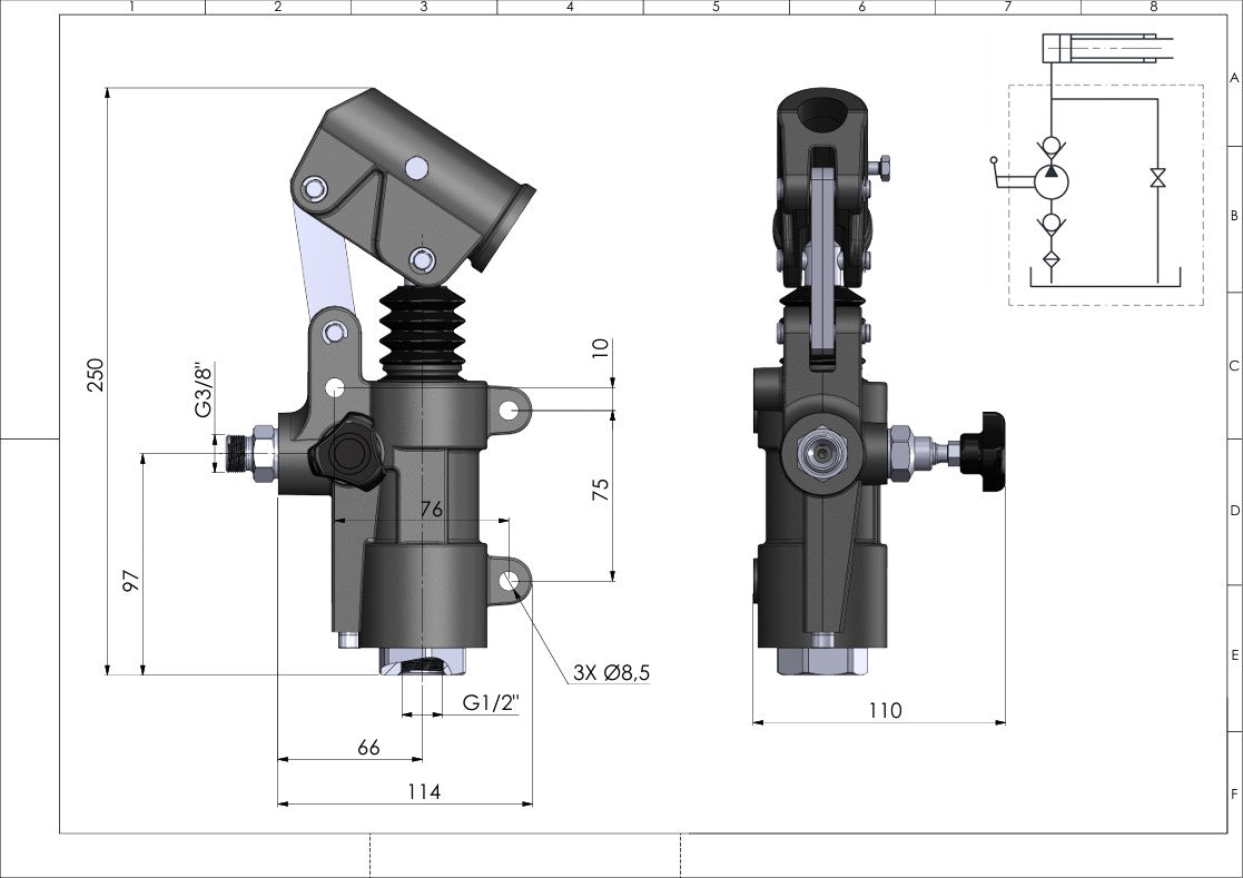 Inline-Hydraulikhandpumpe 20 cm³ für einfachwirkende Zylinder