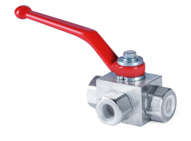 Hydraulik 3-Wege Kugelhahn 3/8 BSP mit L-Bohrung 500 bar