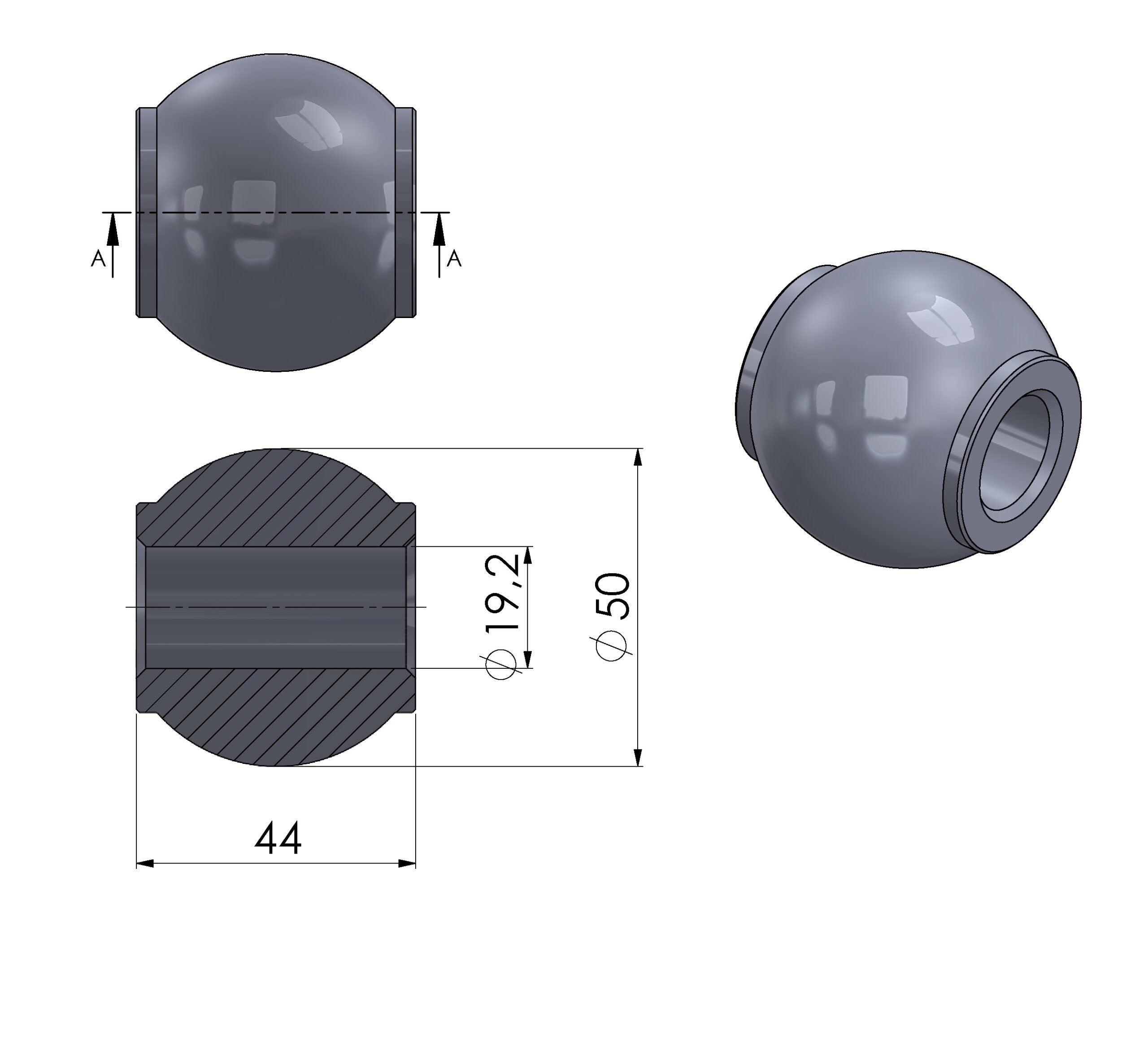 Hydraulischer Oberlenker Ball (Kat 1)