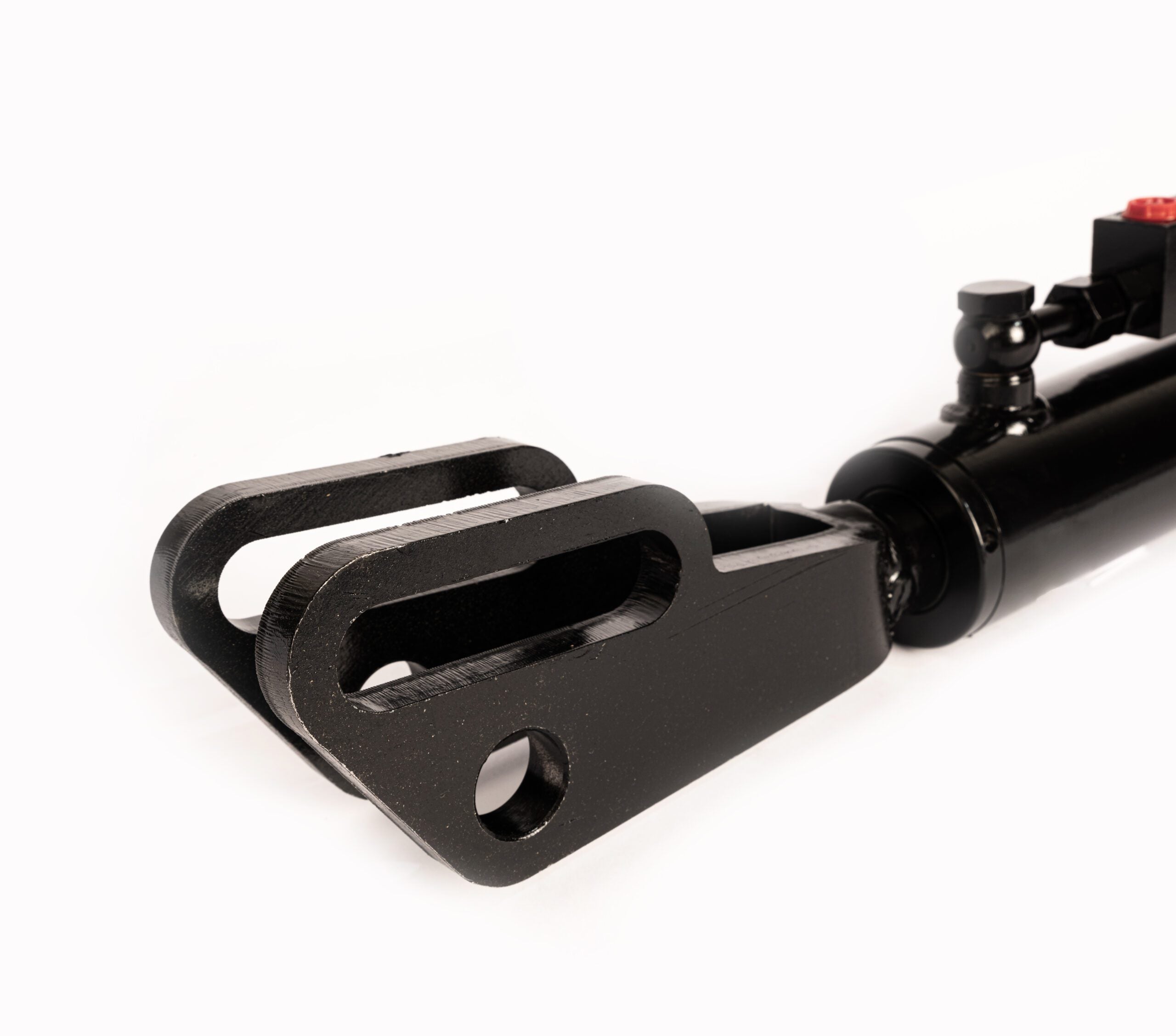 Hydraulische Seitenstrebe / Hubstrebenzylinder (450–550 mm) mit Sperrblock & 2 Hydraulikschläuchen