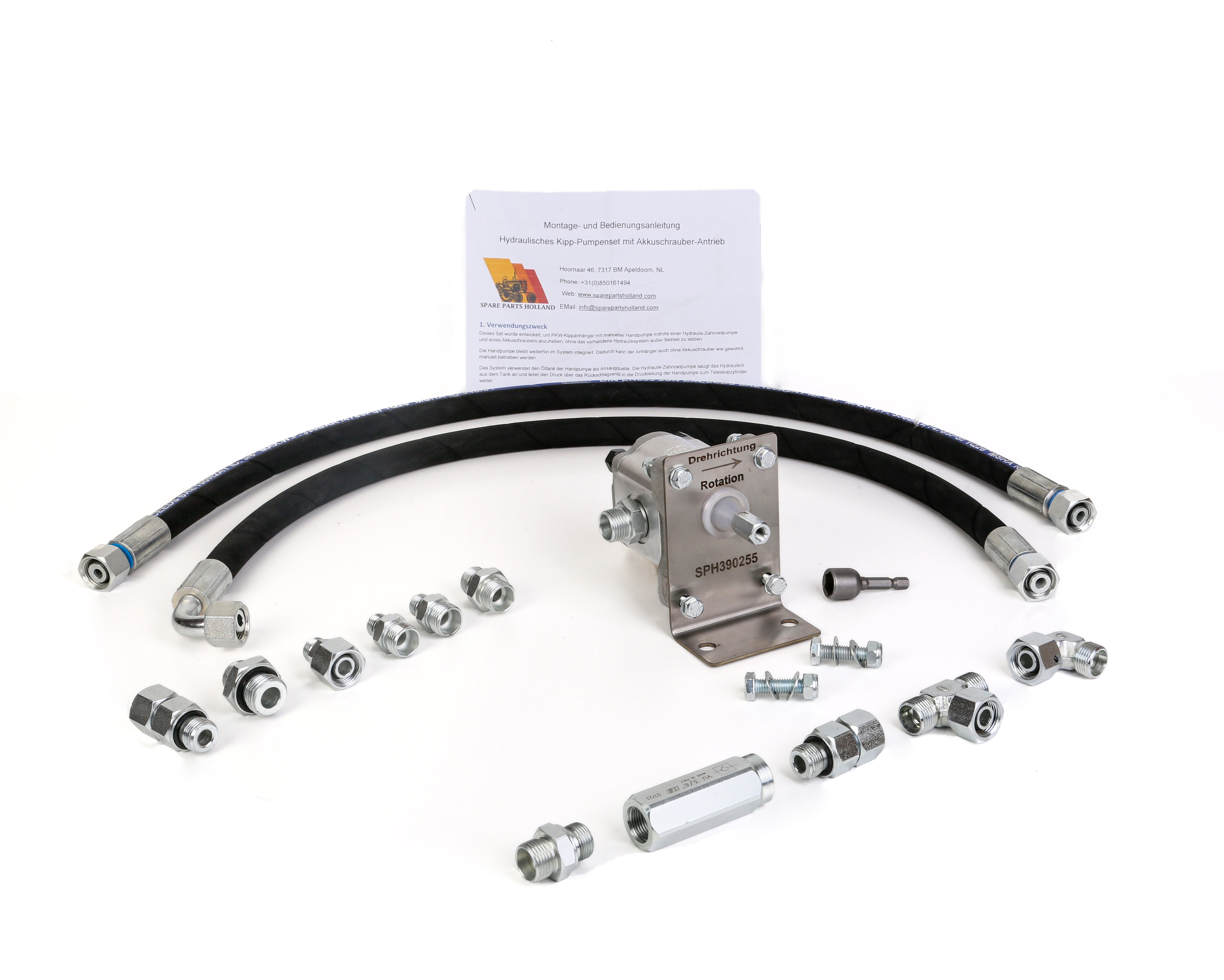 Anhängerpumpe Kipperpumpe mit Akkuschrauber-Antrieb | 12L Hydraulikpumpe für PKW Kipper und Kippanhänger