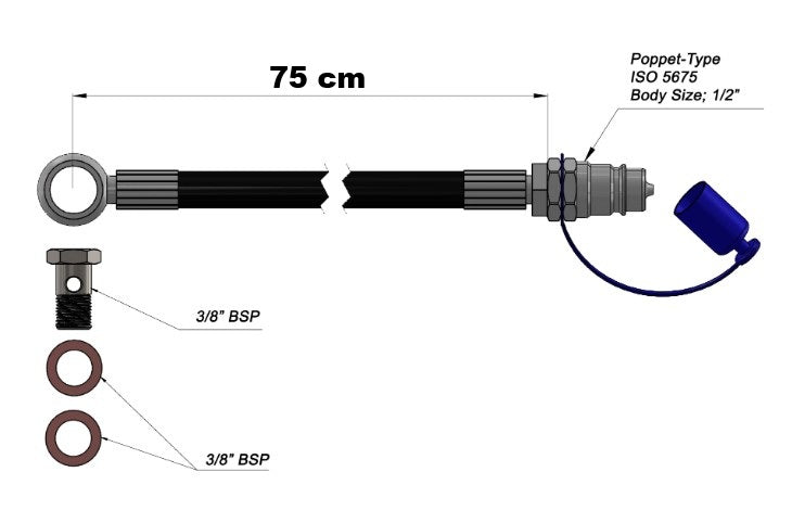 Hydraulik-Oberlenker Schlauchset 1/2" DN10 3/8" – verschiedene Längen