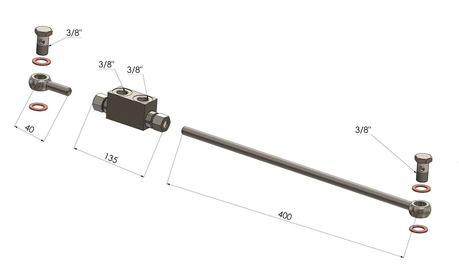 Sperrblock Rückschlagventil 3/8" für Oberlenker und doppeltwirkende Zylinder mit Anbausatz