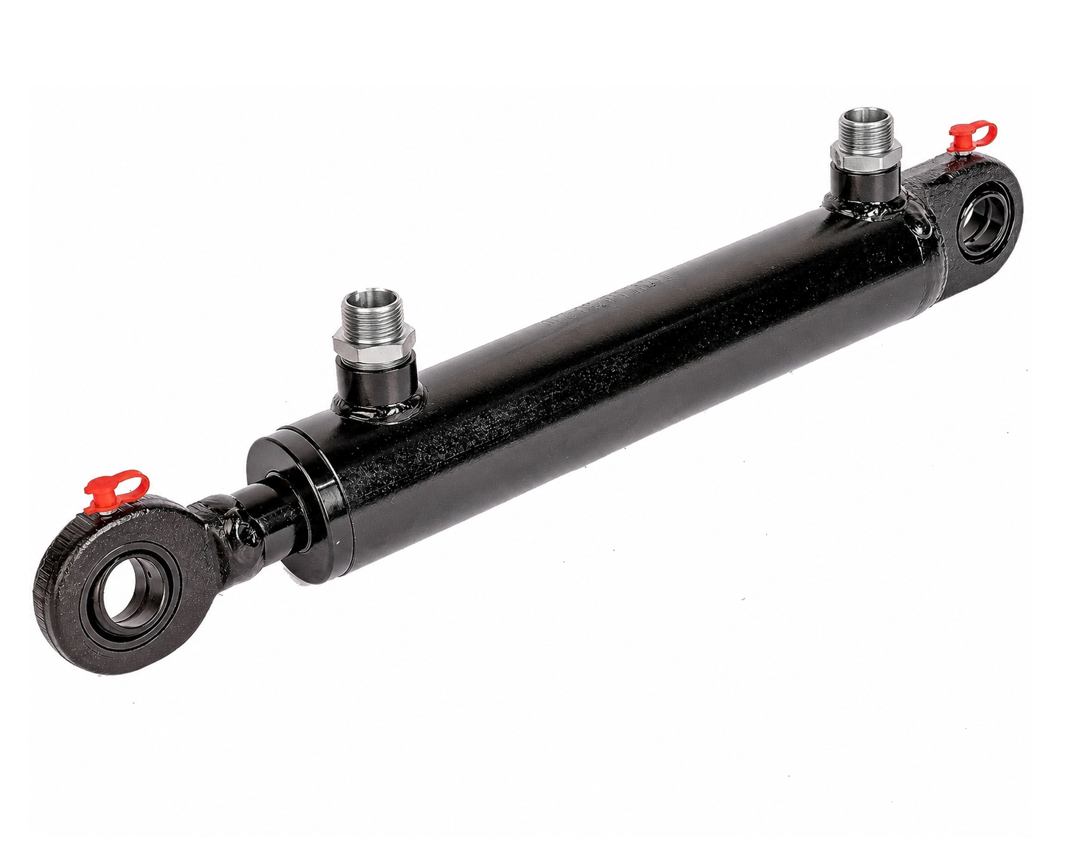 Doppelwirkender Hydraulikzylinder mit Gelenkauge (50/30) + Einschraubverschraubung 12L M18x1,5