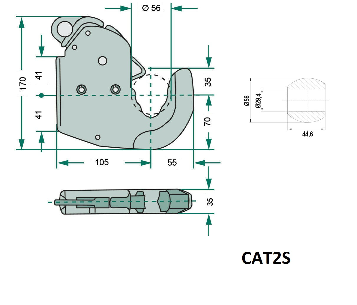 Unterlenker-Fanghaken Kat. 2S zum Anschweissen – 2er-Set mit Kugeln
